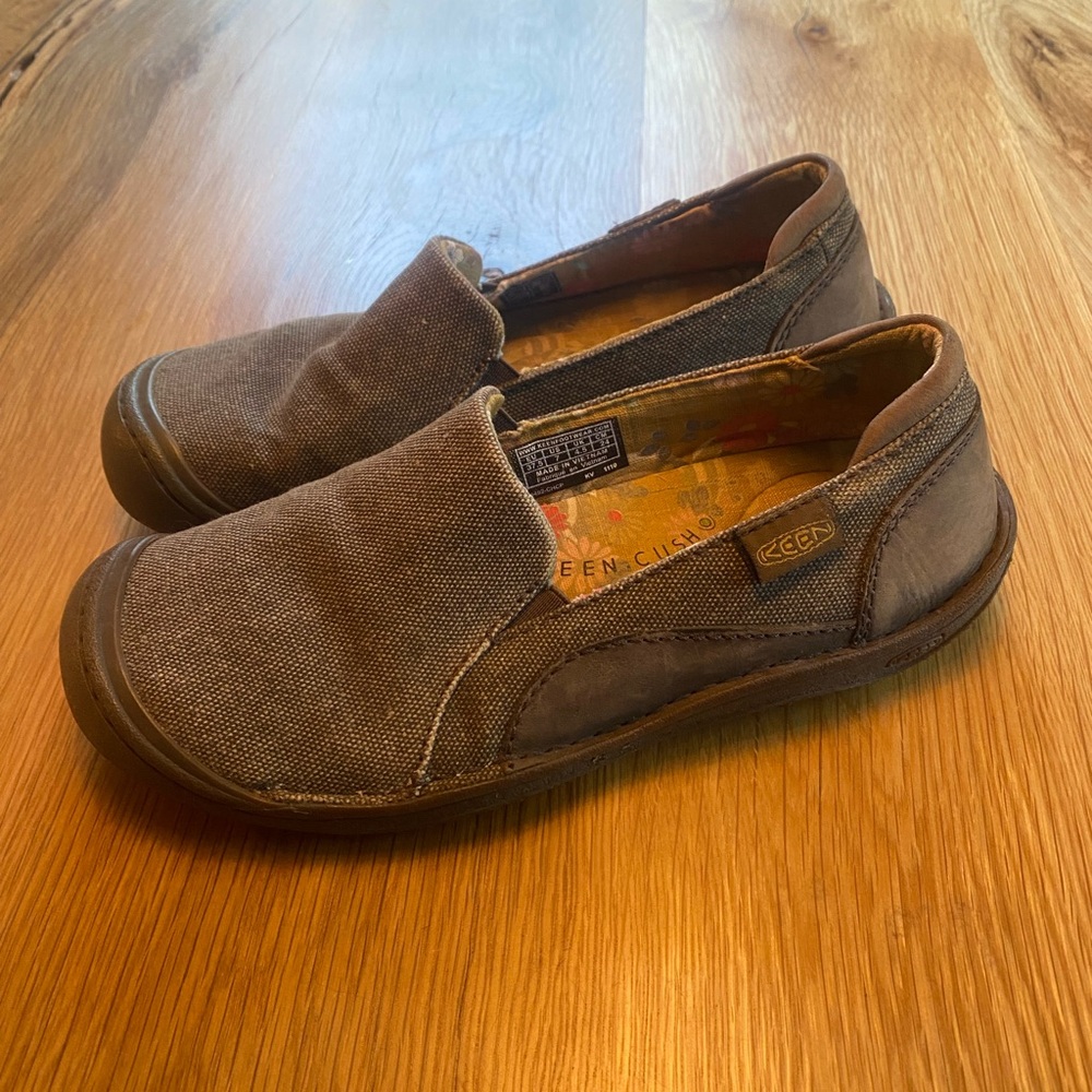 Keen Brown Canvas Slip-On Casual Shoes